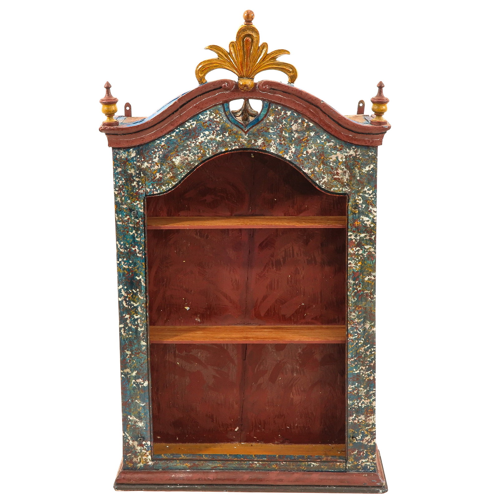 A Wall Display: Polychrome painted, 18th century, 68 x 119 x 18 cm. This lot will not be shipped by us