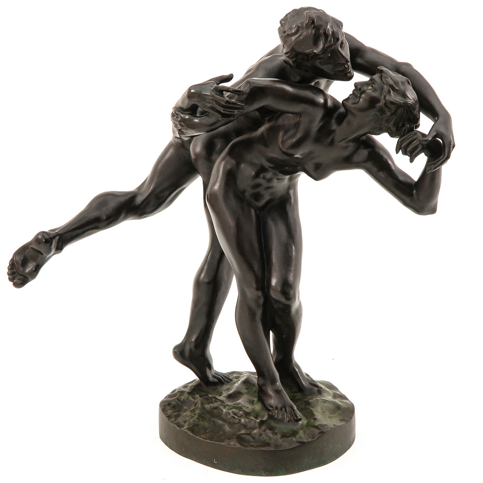 A Signed Bronze Sculpture: Signed Jef Lambeaux, depicting The Kiss, height 56 cm.