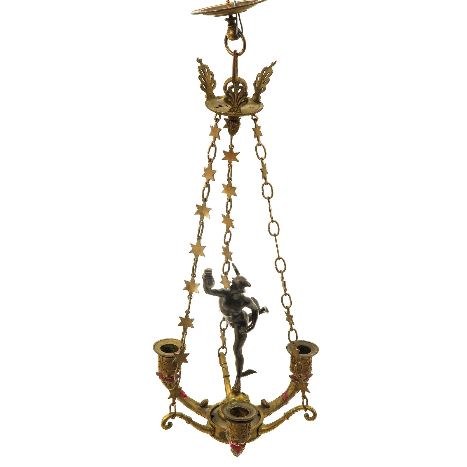 A 19th Century Bronze Chandelier: Depicting Greek god Mercury, height 48 cm.