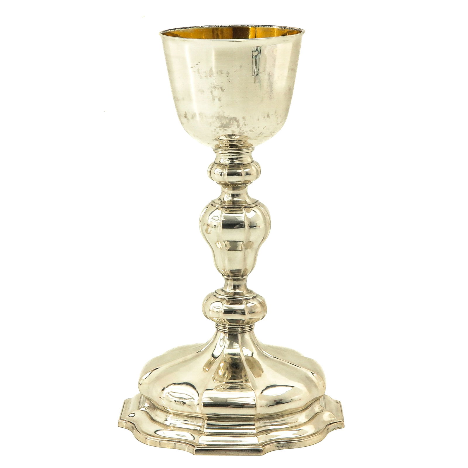 A Silver Chalice: 18th century, height 27 cm.