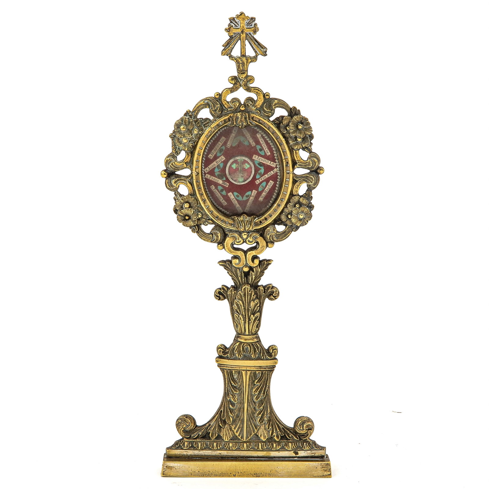 A Reliquary: Containing 12 relics, including those of Saint John, height 26 cm.