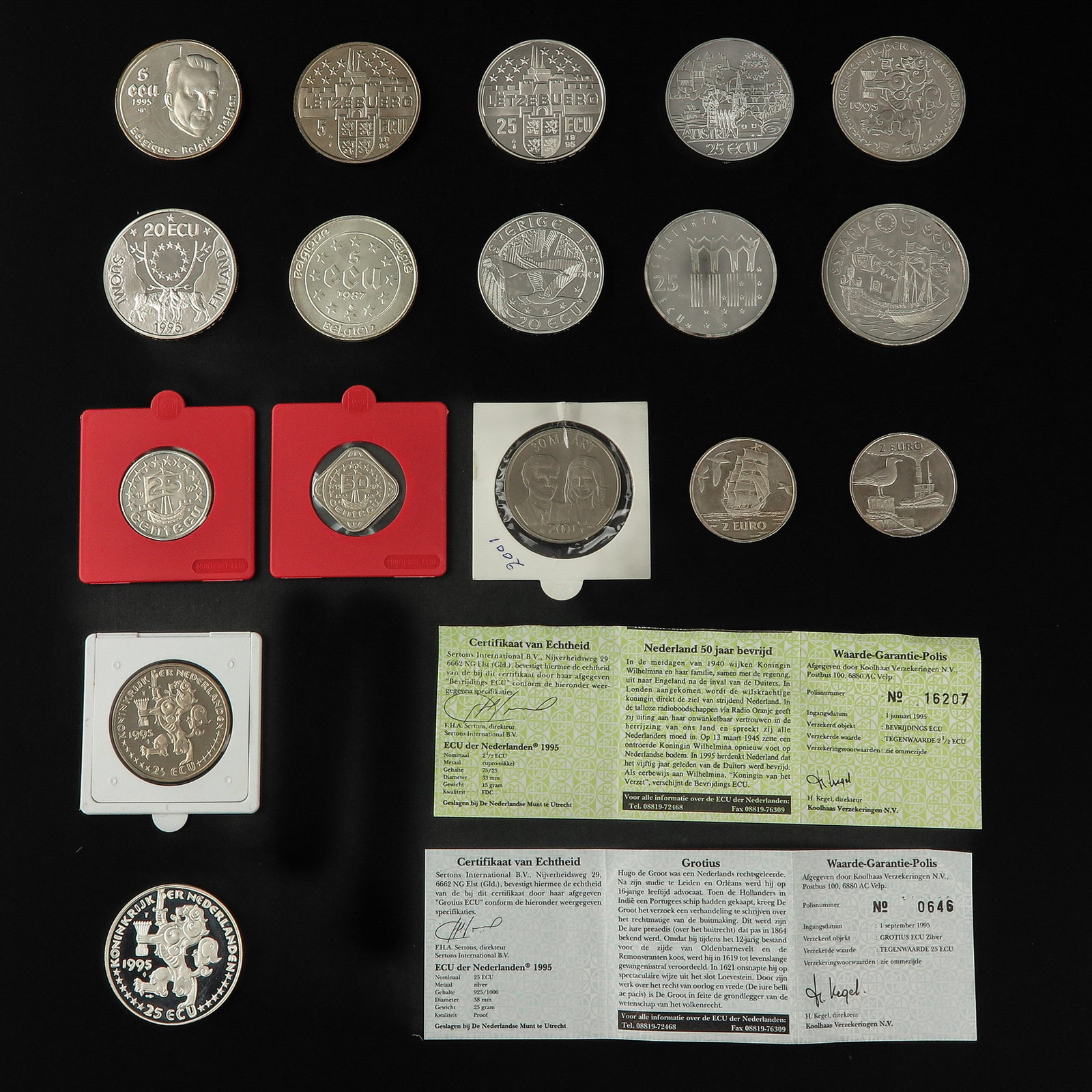 A Collection of Coins: 17 pieces in total, including 20 ECU, Finland 1995