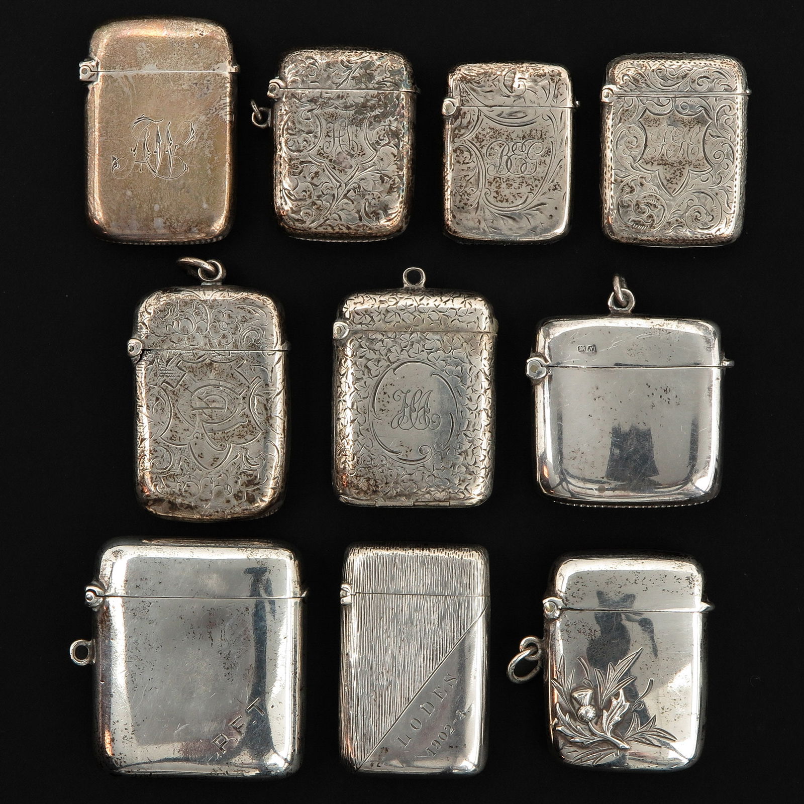 A Collection of 10 Silver Vesta Cases (1 of 4)