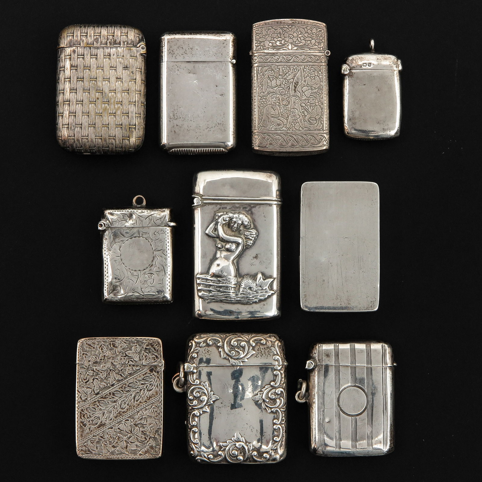 A Collection of 10 Silver Vesta Cases (1 of 4)