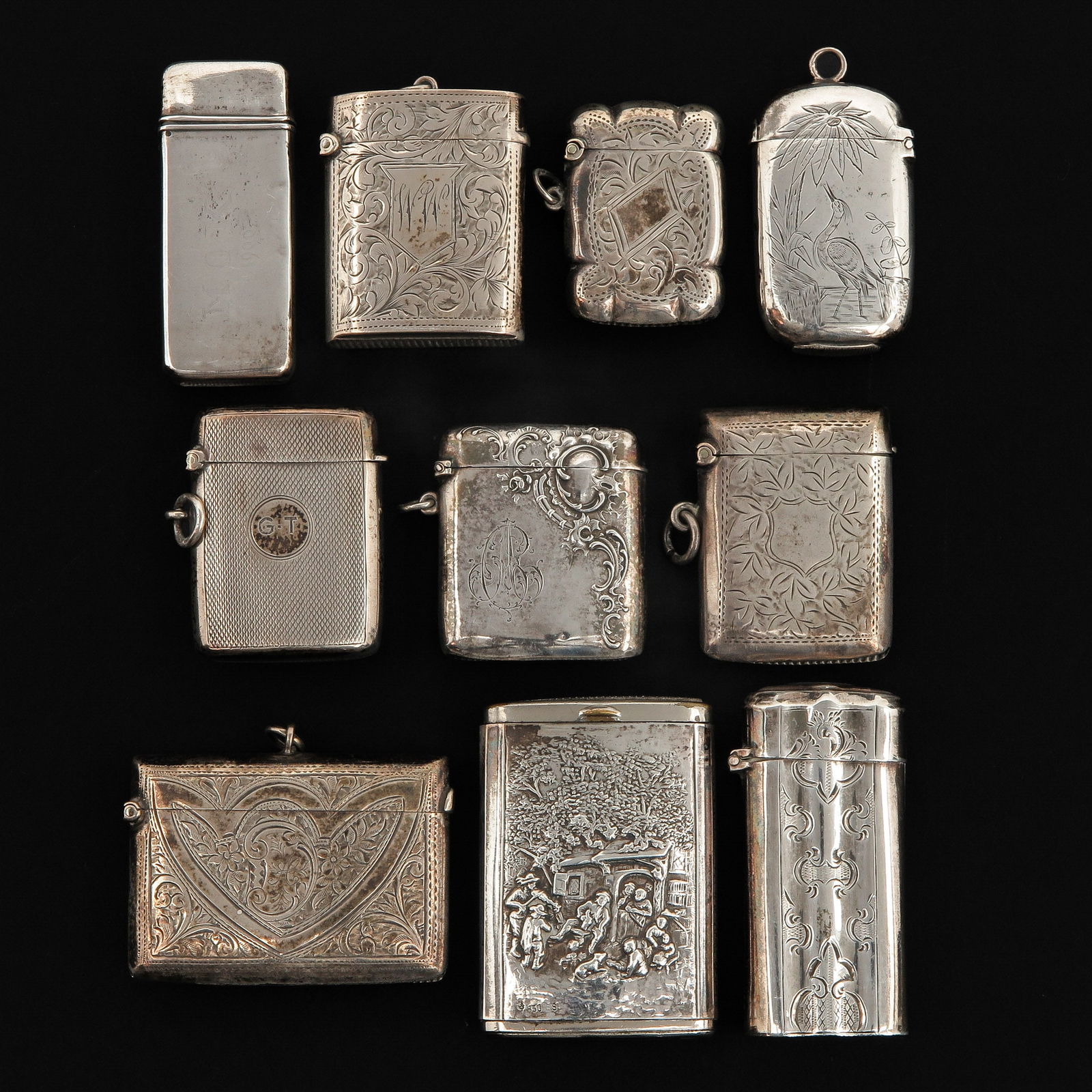 A Collection of 10 Silver Vesta Cases (1 of 4)