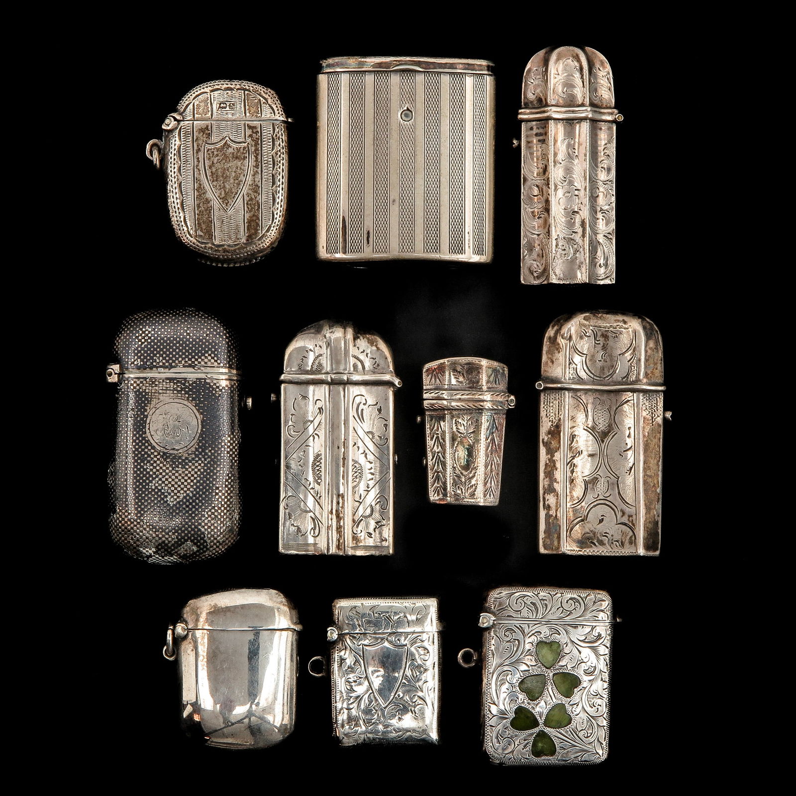 A Collection of 10 Silver Vesta Cases (1 of 4)