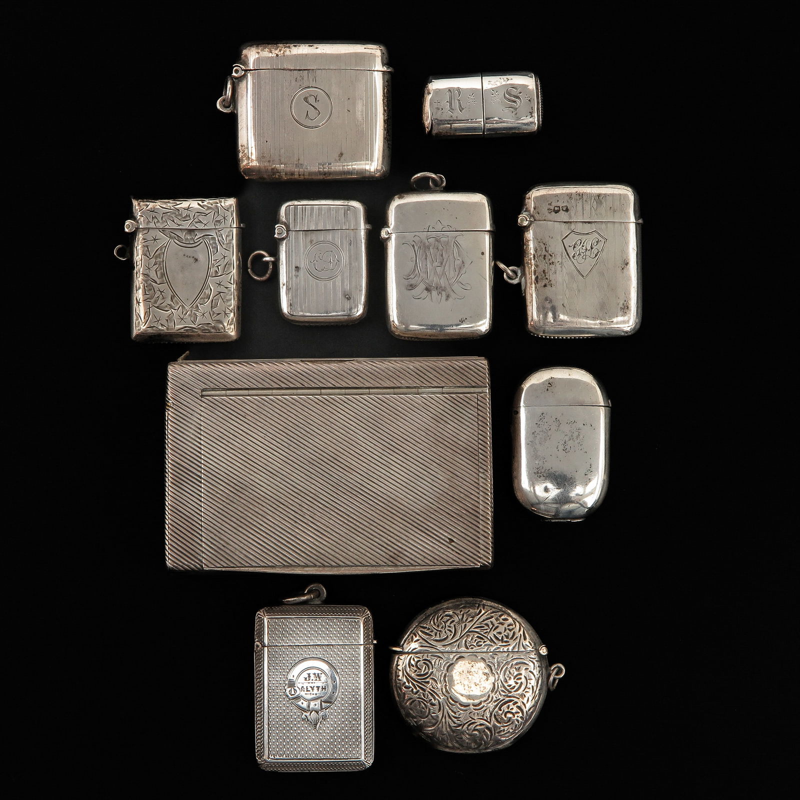A Collection of 10 Silver Vesta Cases (1 of 4)