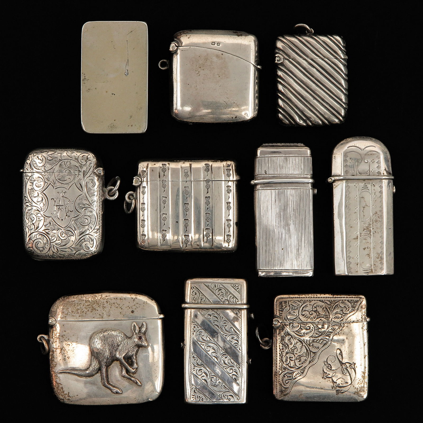 A Collection of 10 Silver Vesta Cases (1 of 4)
