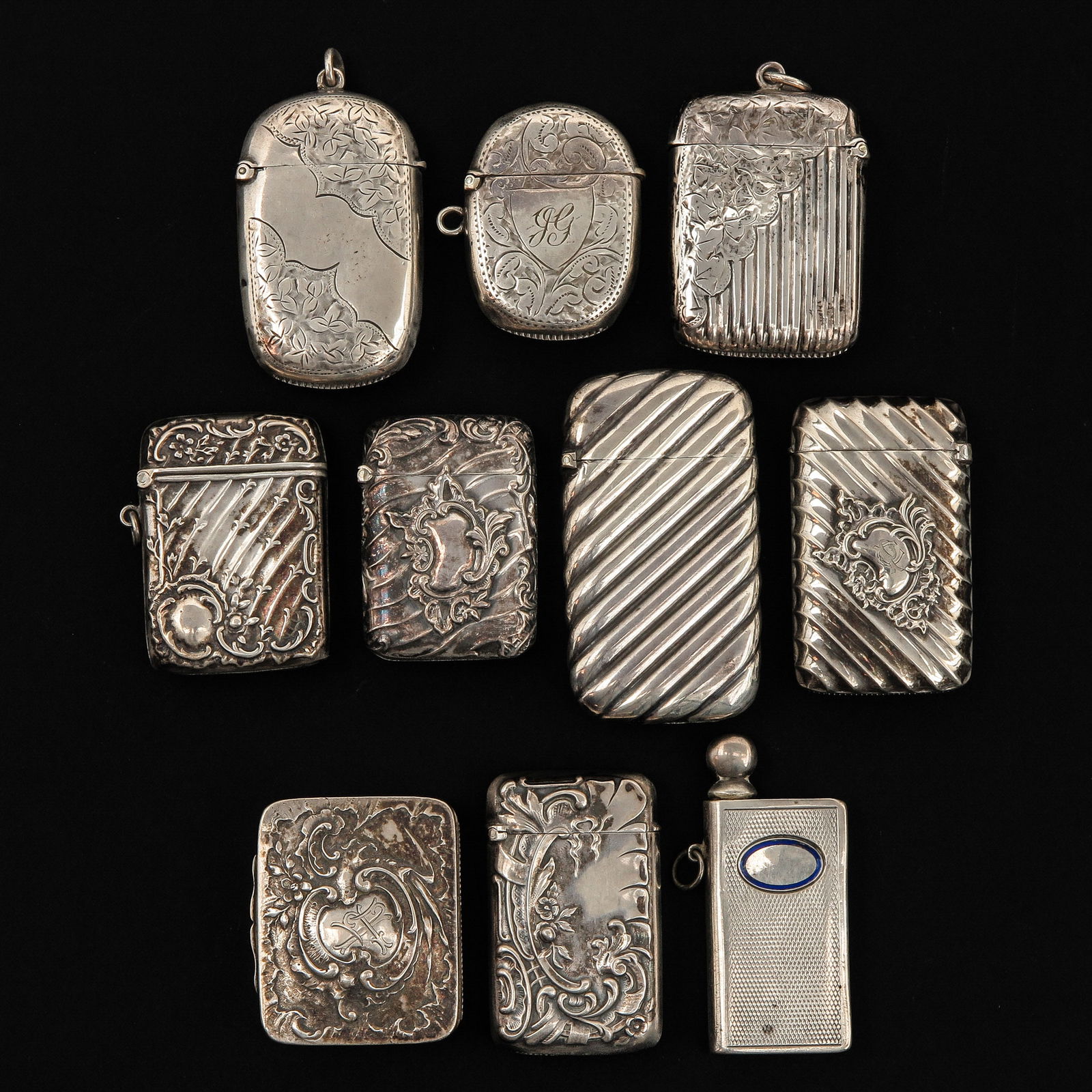 A Collection of 10 Silver Vesta Cases (1 of 4)