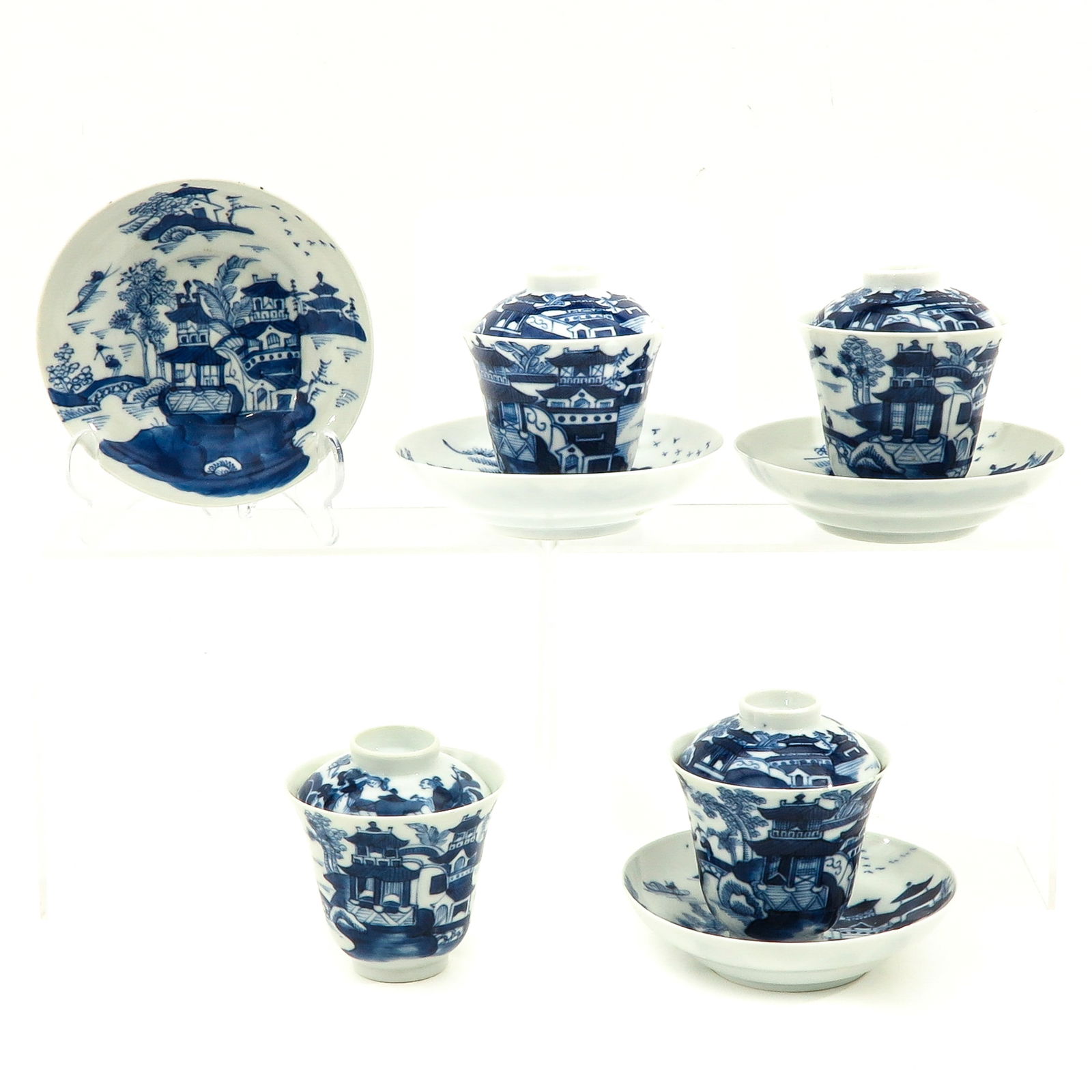 A Series of 4 Covered Cups and Saucers (1 of 10)