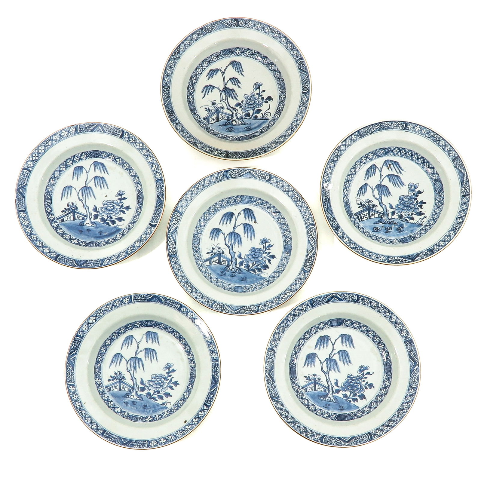 A Series of 6 Blue and White Plates (1 of 10)
