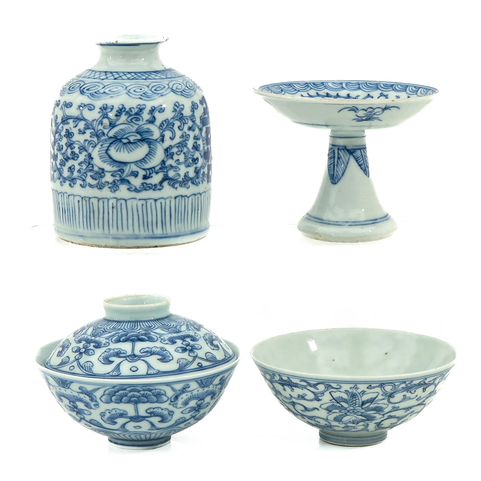 A Collection of Porcelain: 5 pieces, including Jiaqing Period stemmed dish 11 cm. in diameter, chip and hairline.