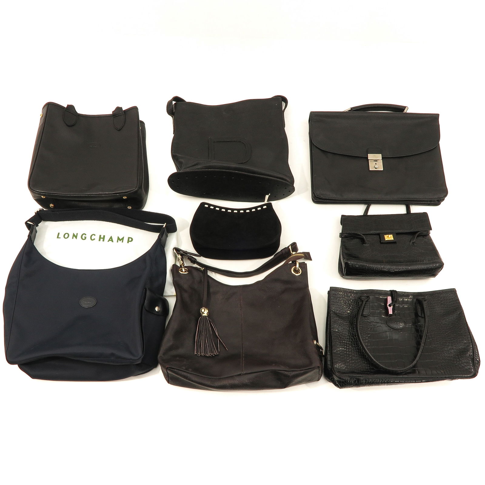 A Collection of Ladies Bags: consisting of 8 bags, including Longchamp and Jimmy Choo