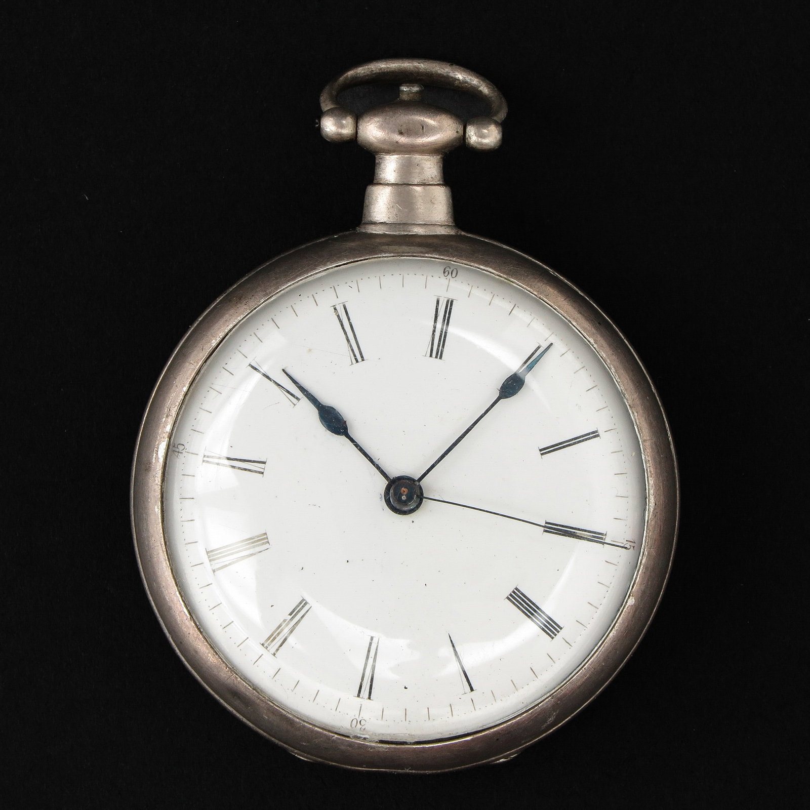 A Pocket Watch: Silver, with central second hand, case diameter 56 mm.