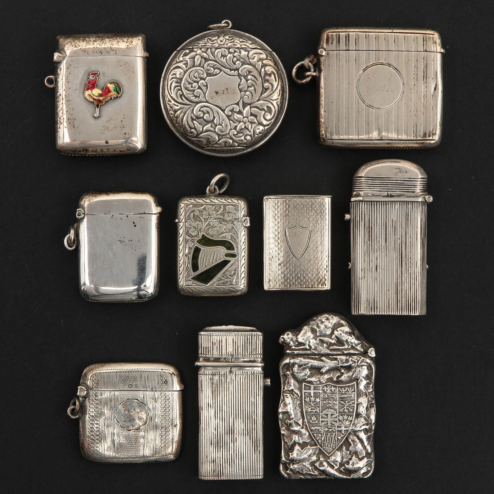 A Collection of 10 Silver Vesta Cases (1 of 4)