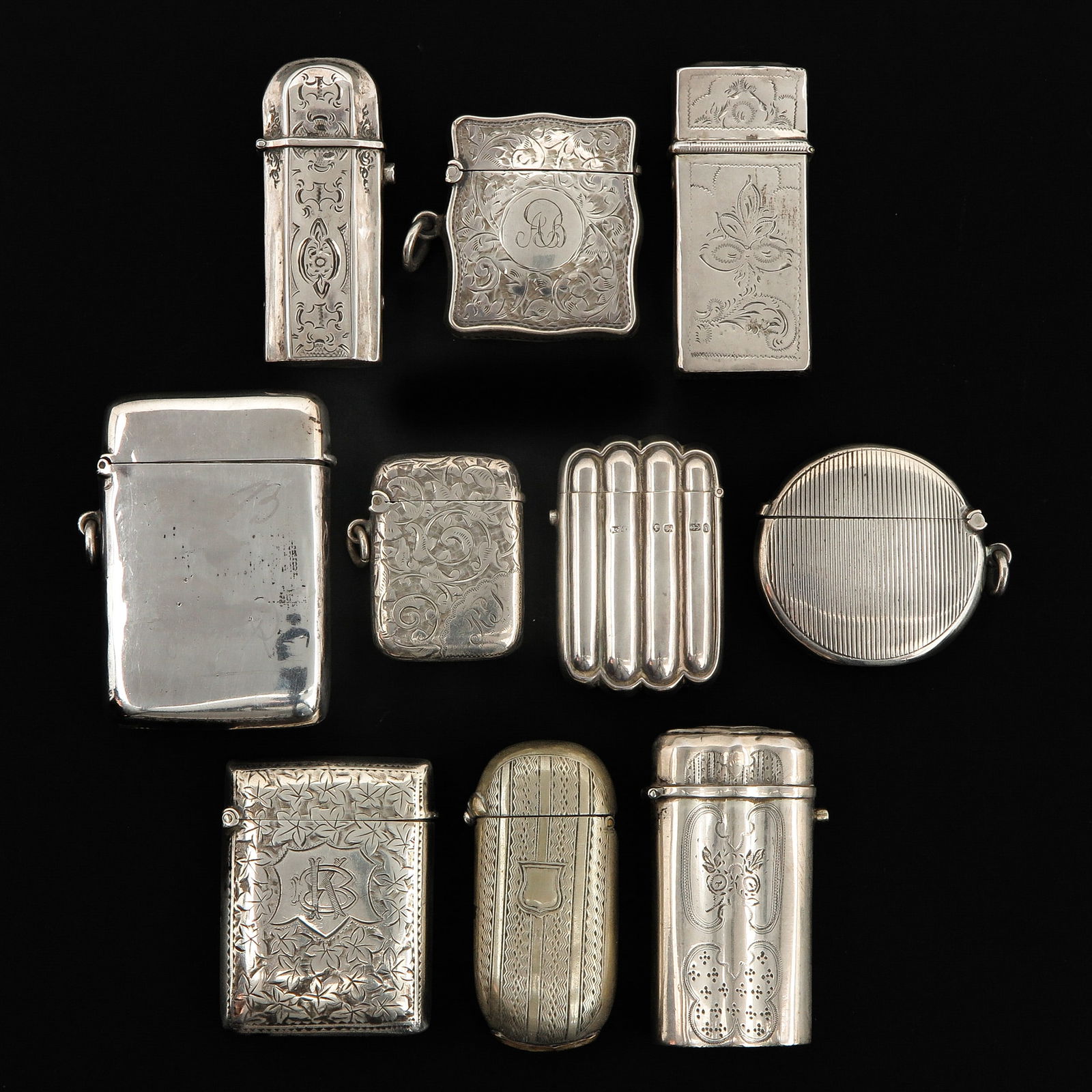 A Collection of 10 Silver Vesta Cases (1 of 4)