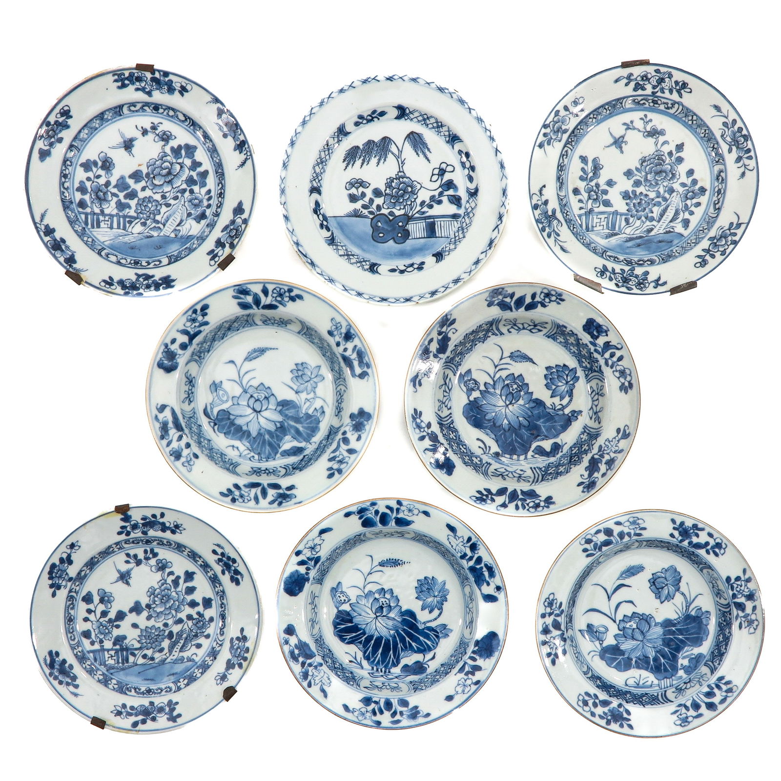 A Collection of 8 Small  Blue and White Plates (1 of 10)