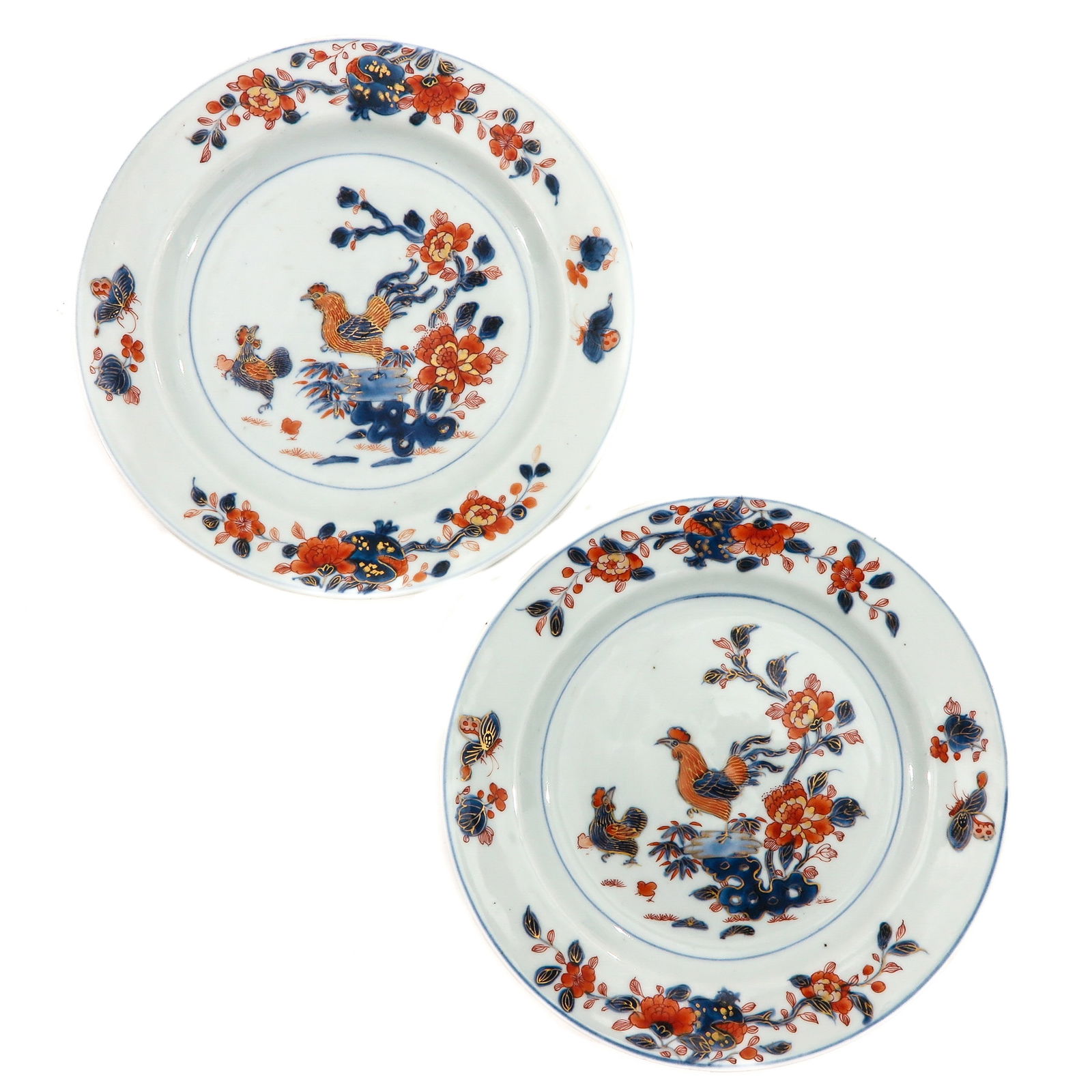 A Pair of Imari Rooster Plates (1 of 9)