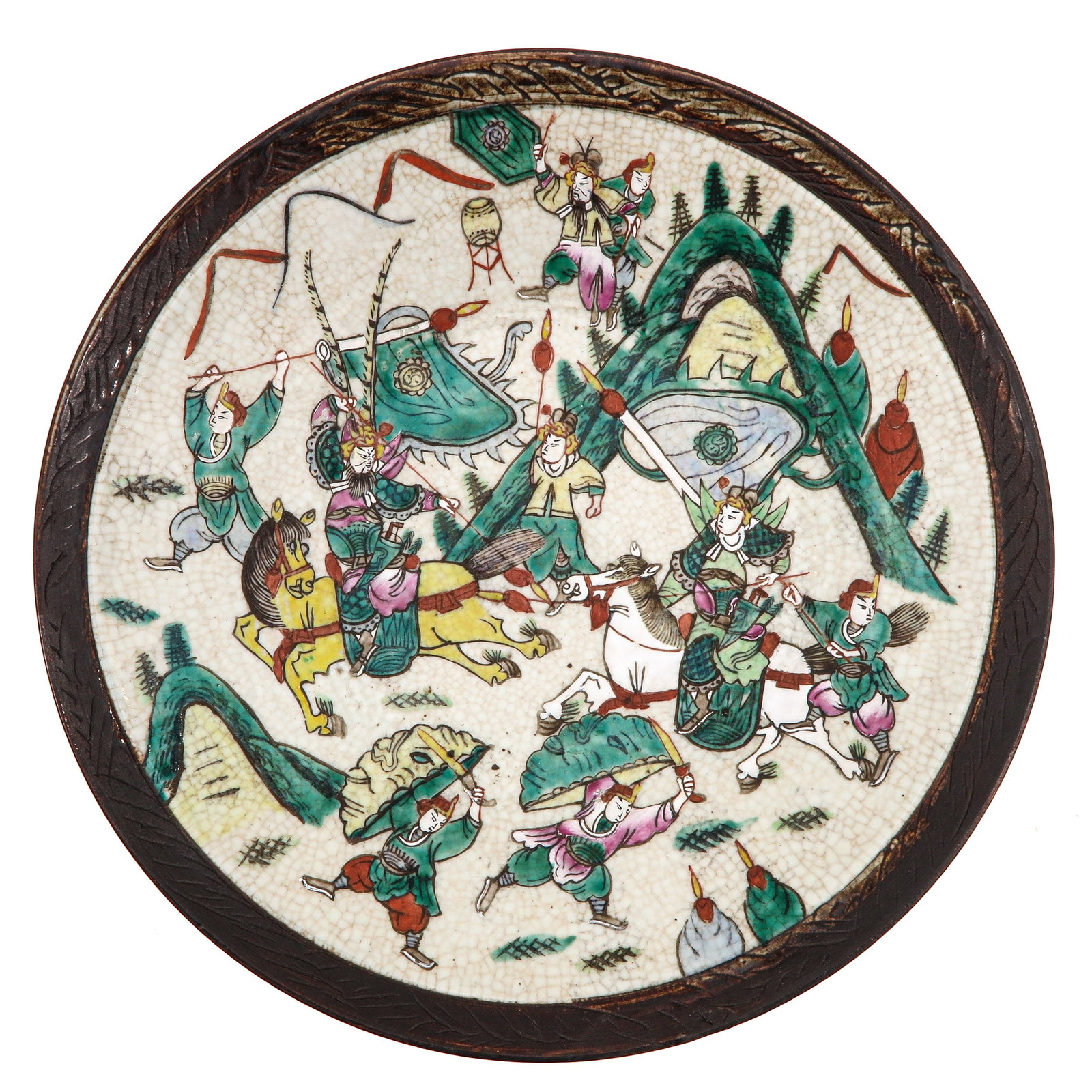 A Nanking Charger: Depicting Chinese warriors, 38 cm. in diameter.