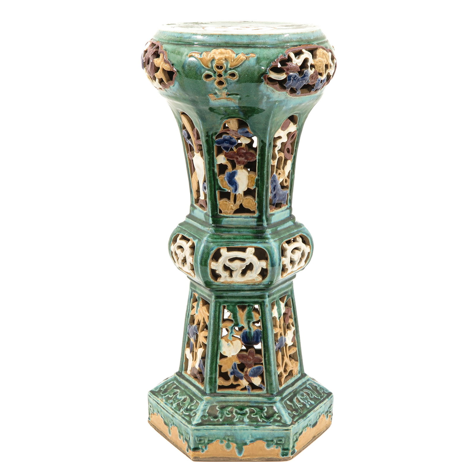 A Shiwan Flower Stand: 77 cm. tall, this item will not be shipped by the auction house.