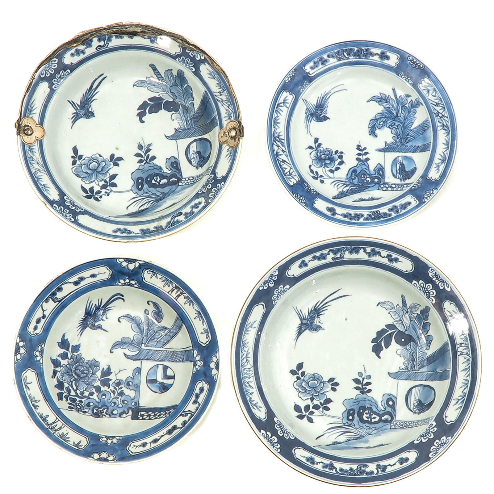 A Collection of 4 Blue and White Plates (1 of 10)