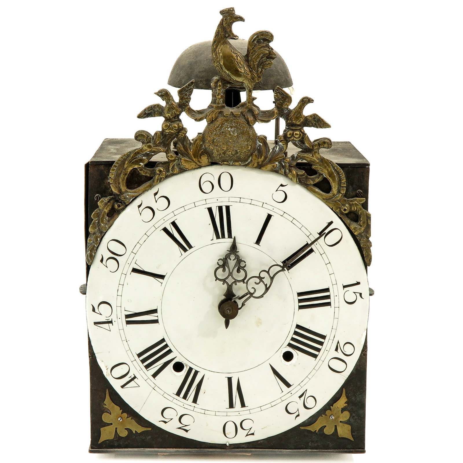 A Comtoise: ca. 1770, depicting roosters, height 39 cm.