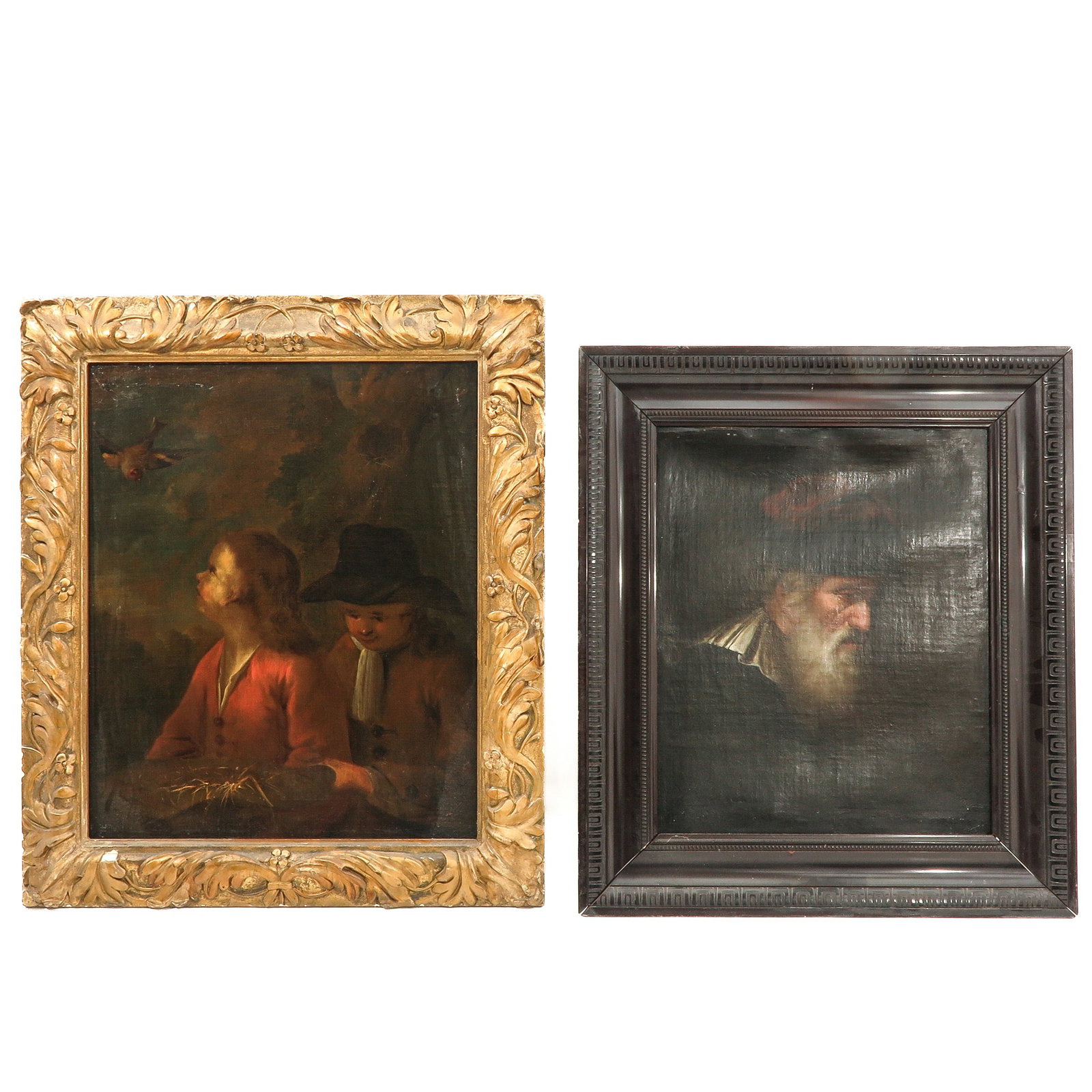 A Pair of Paintings: paintings, oil on canvas, incl. man with beard, 52 x 62 cm.