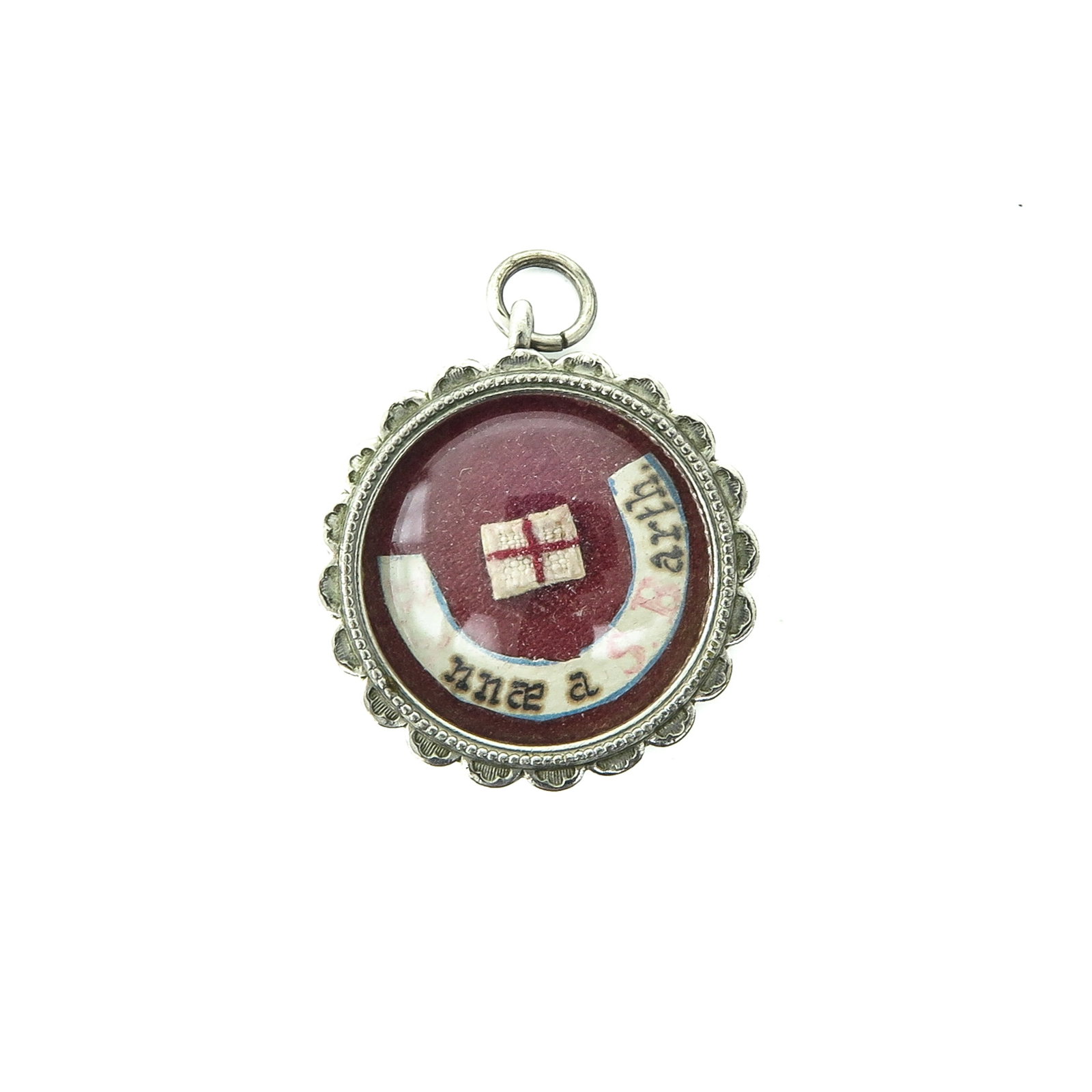A Reliquary Pendant: in which relic of Saint B. Annae a S. Bartholomaeo Virg., diameter 3 cm., with certificate