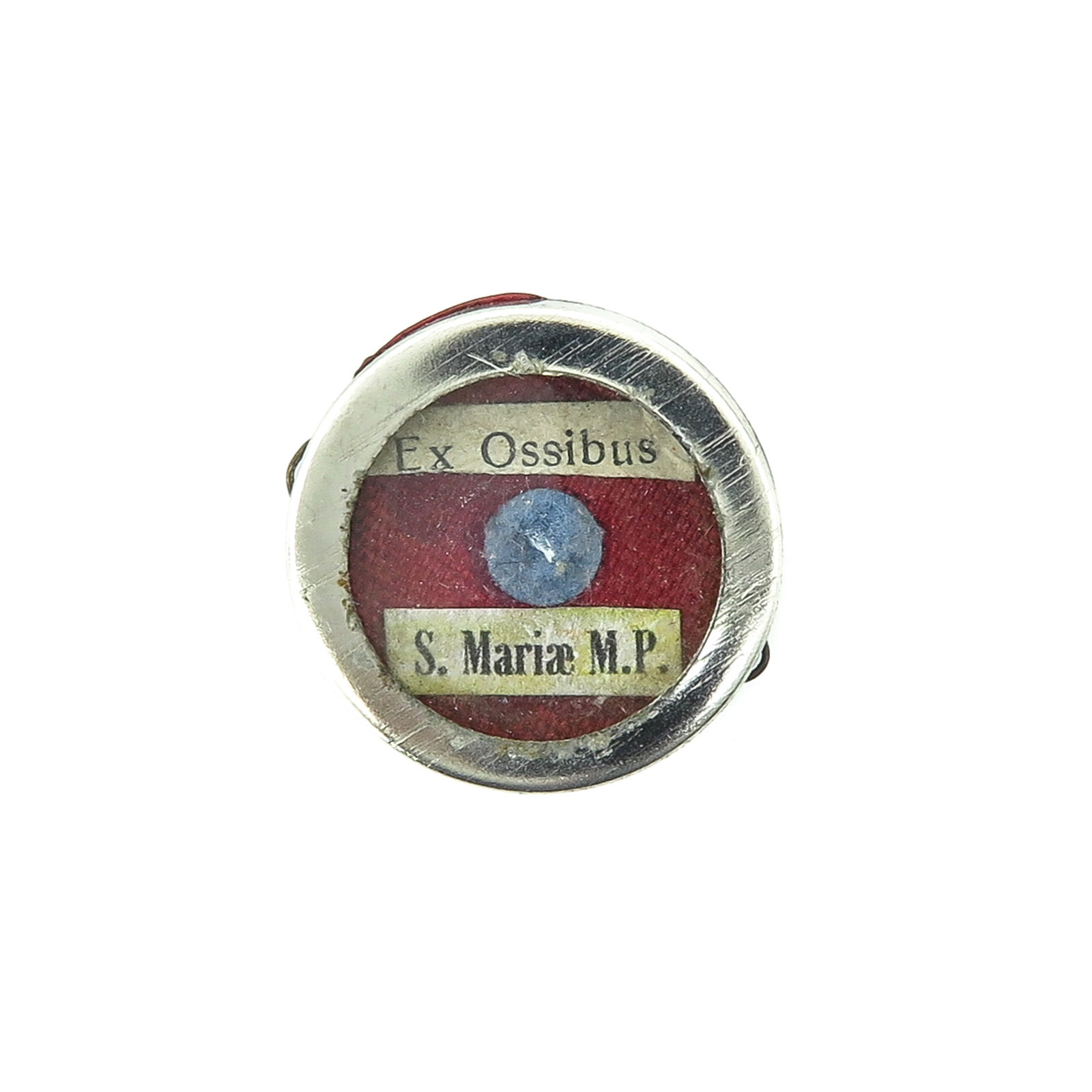 A Reliquary: containing relic of Saint Mary Magdalene Postel, diameter 2 cm., with certificate