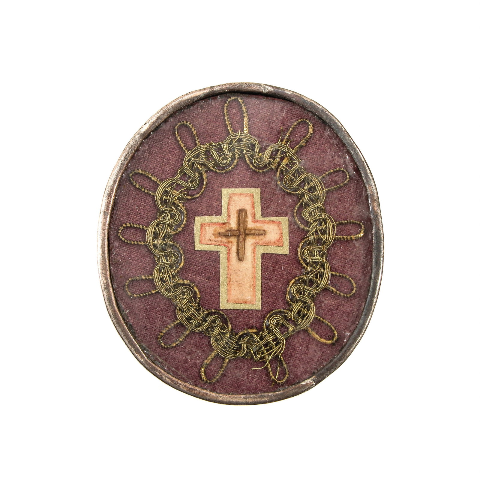 A Reliquary: containing relic of the Holy Cross, length 6 cm.