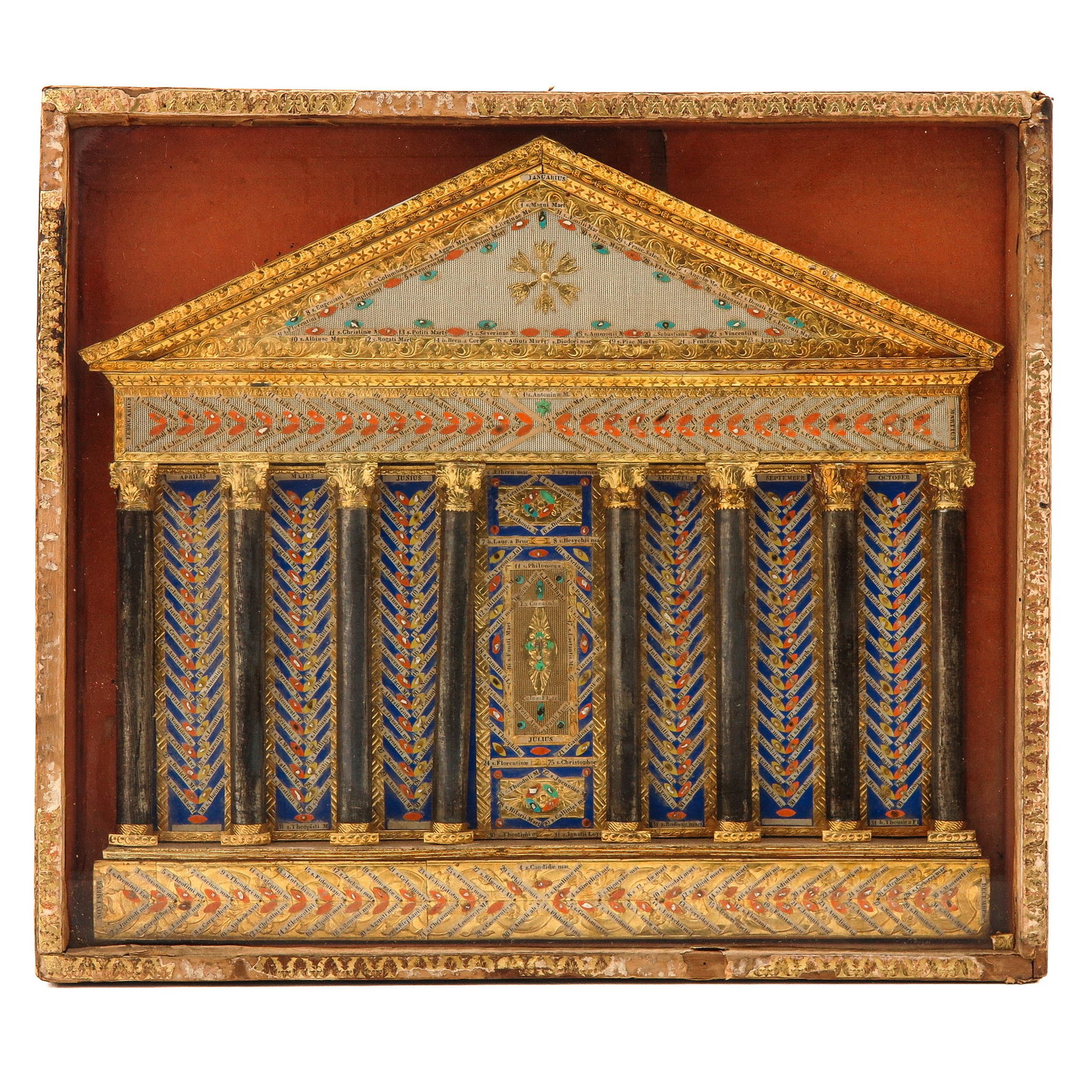 A Relic Frame: with many relics, for each day of the year, 34 x 30 cm.
