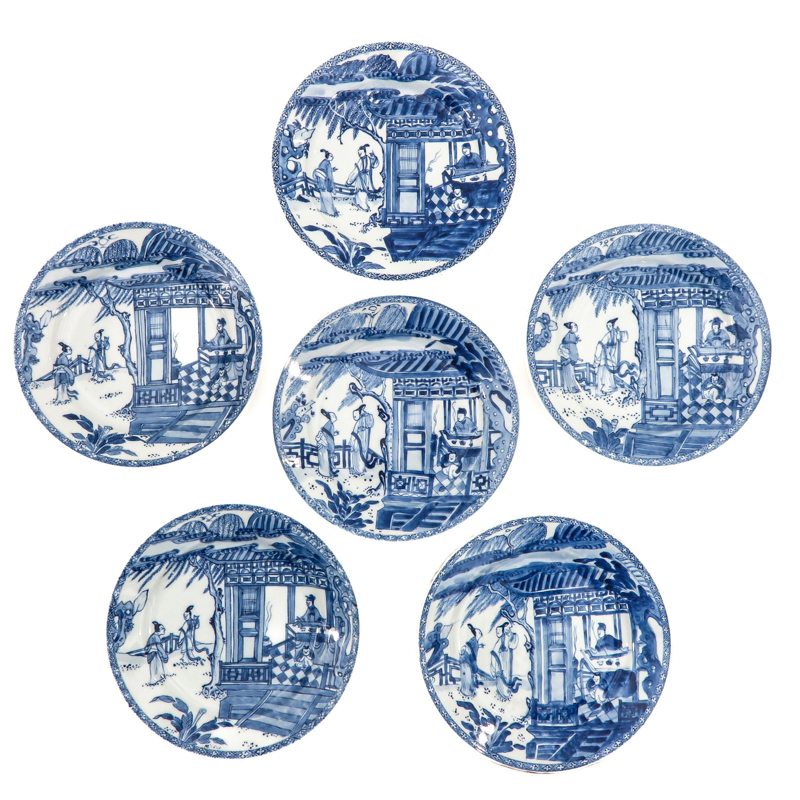A Series of 6 Blue and White Plates (1 of 10)