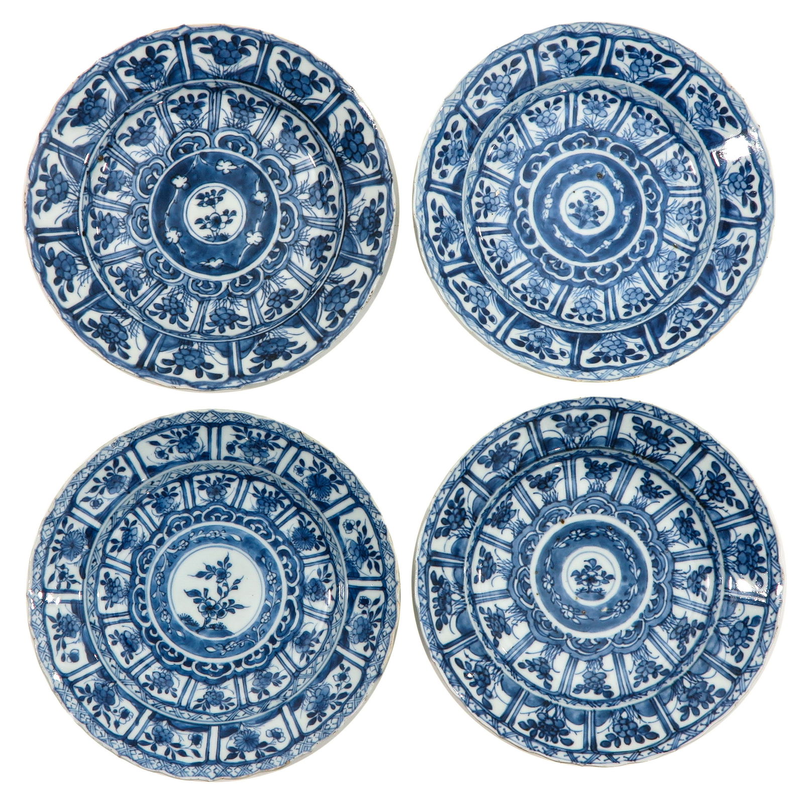 A Series of 4 Blue and White Plates (1 of 8)