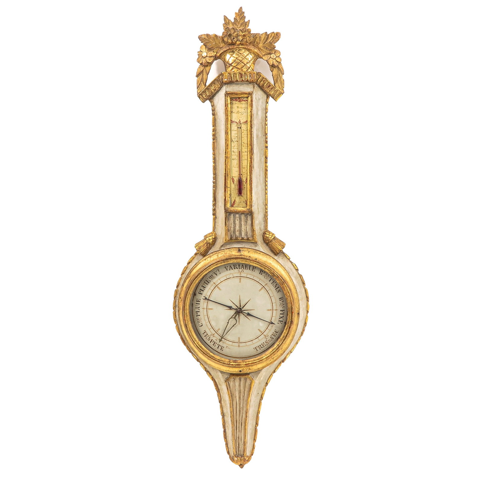 A Barometer: wood, hand painted, length 100 cm.