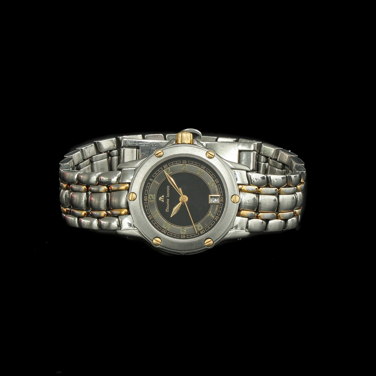 A Ladies Maurice Lacroix Watch: brand Maurice Lacroix, Tiago, on steel strap, case diameter 28 mm.
