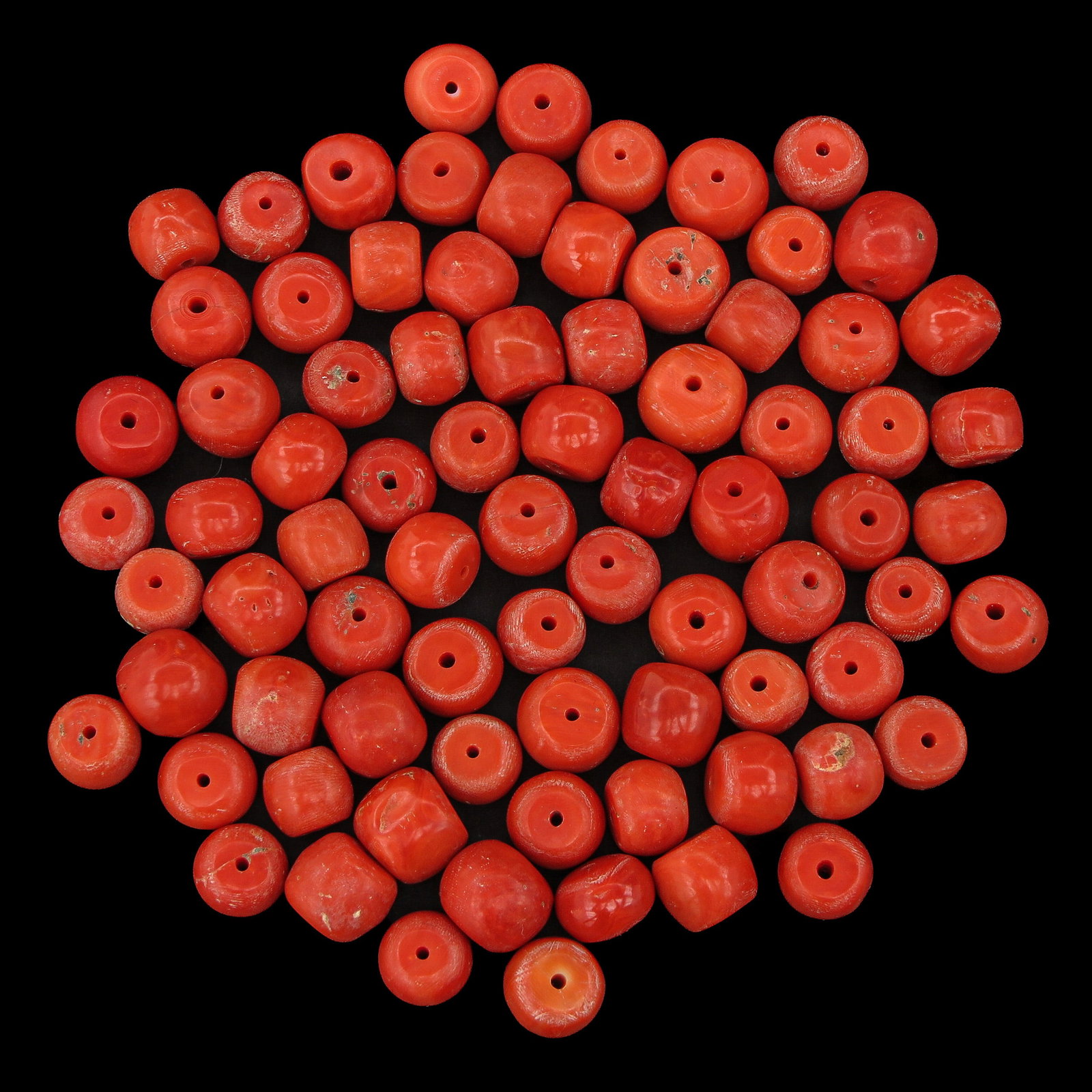 A Collection of Red Coral: 19th century, diameter beads 10 - 13 mm., weight 189 grams