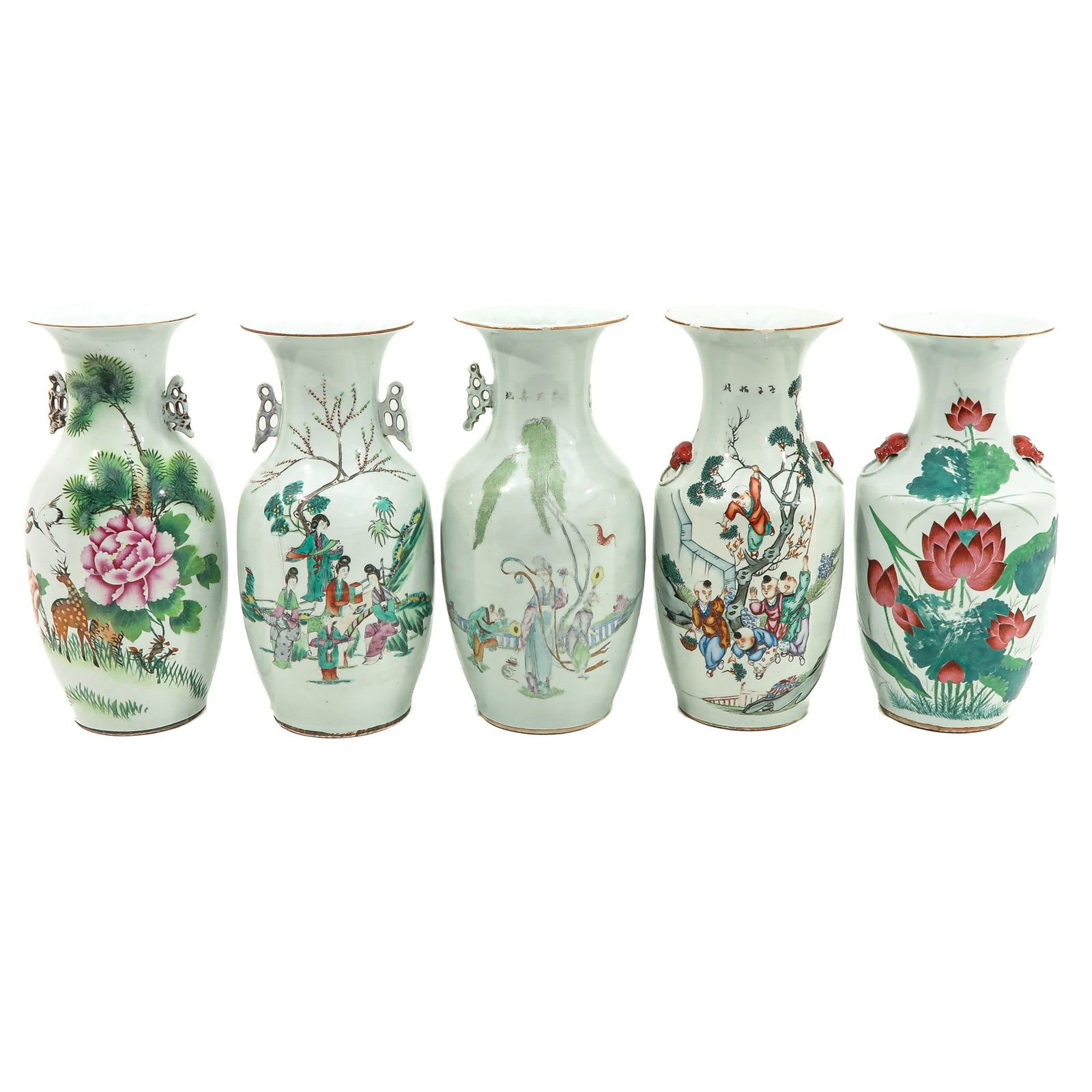 A Collection of 5 Polychrome Vases (1 of 6)