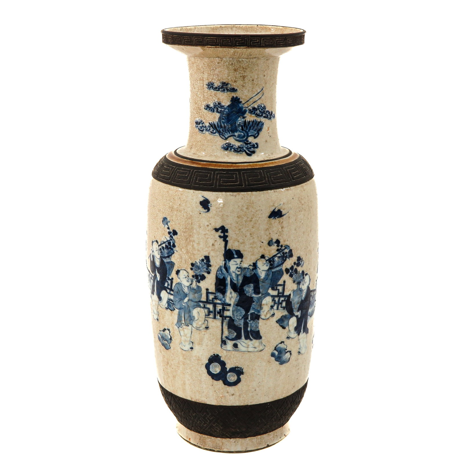 A Nanking Vase: Depicting gathering of Chinese figures in a garden, 58 cm. tall.
