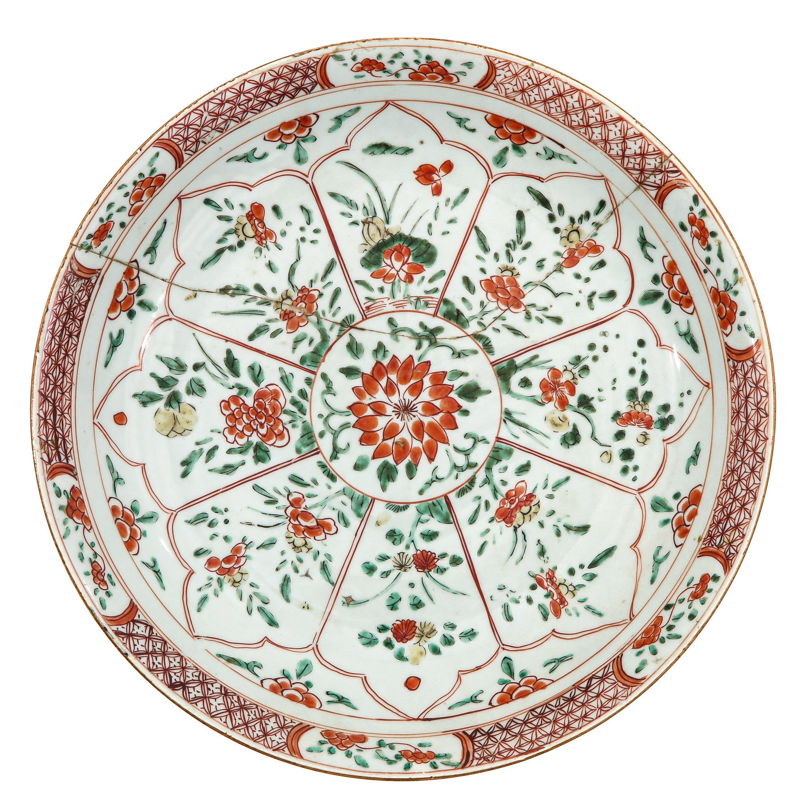 A Kangxi Period Charger: Floral decor, 36 cm. in diameter, restored.