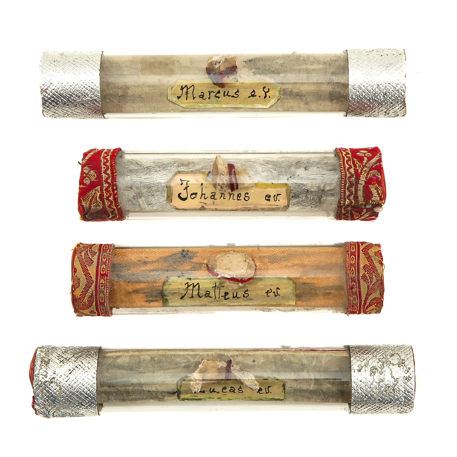 A Group of Reliquaries: consisting of 4 relics with 4 evangelists, including Saint Luke, Matthew, Mark and John, length 14 cm.
