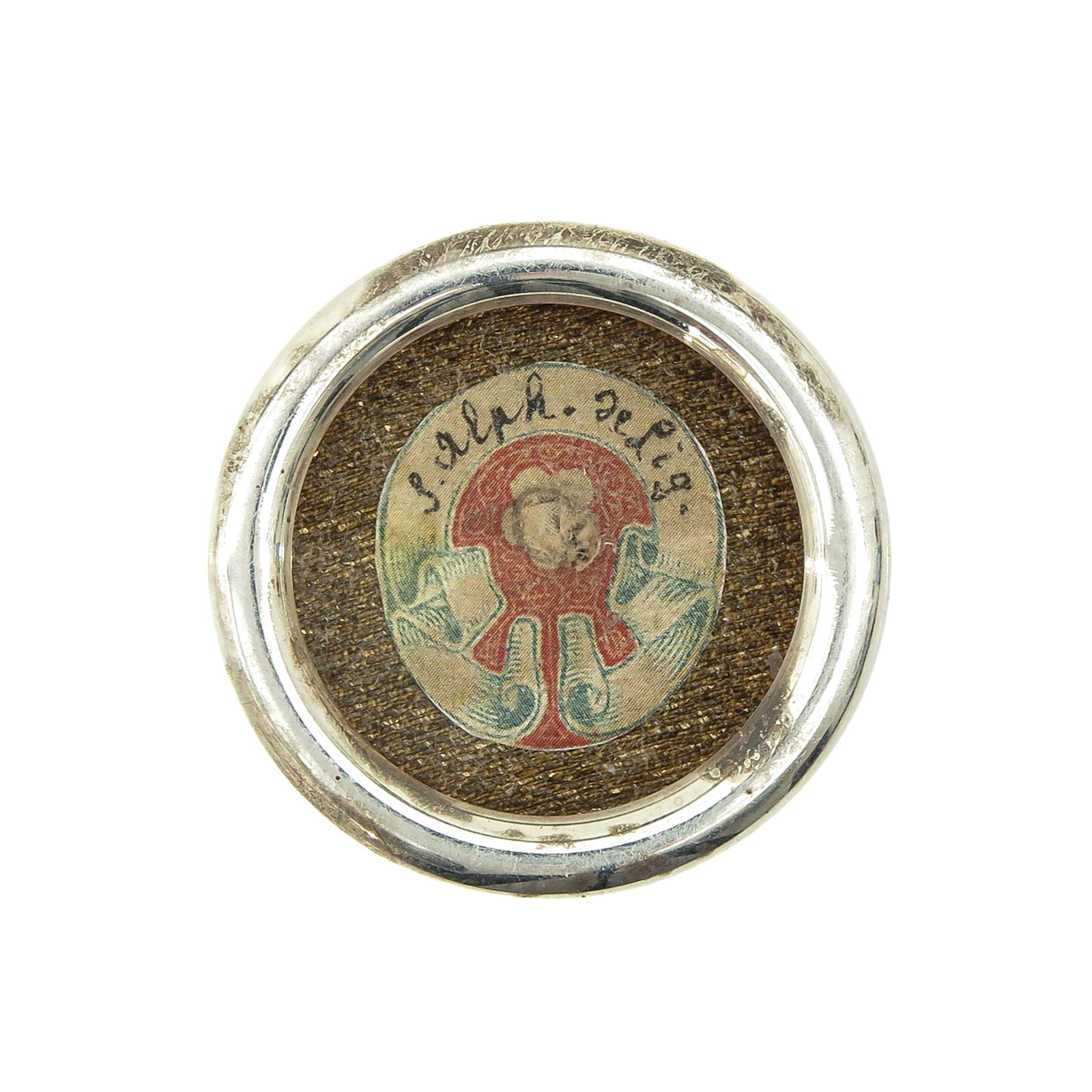 A Relic Theca: containing a relic of Saint Alphonsus of Liguori, diameter 4 cm, with certificate