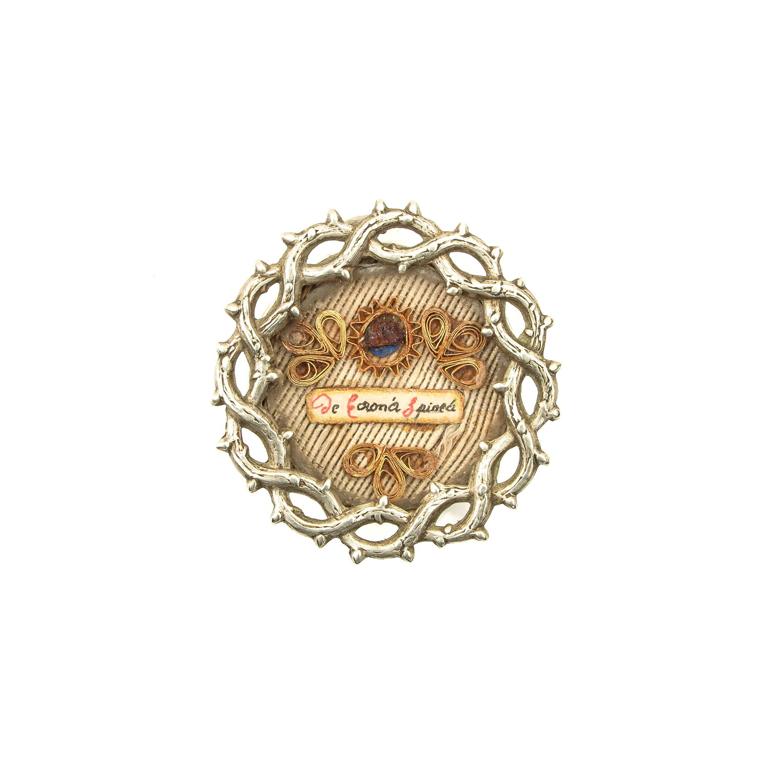 A Relic of the Holy Crown of Thorns: containing relic of the Holy Crown of Thorns, diameter 4 cm.