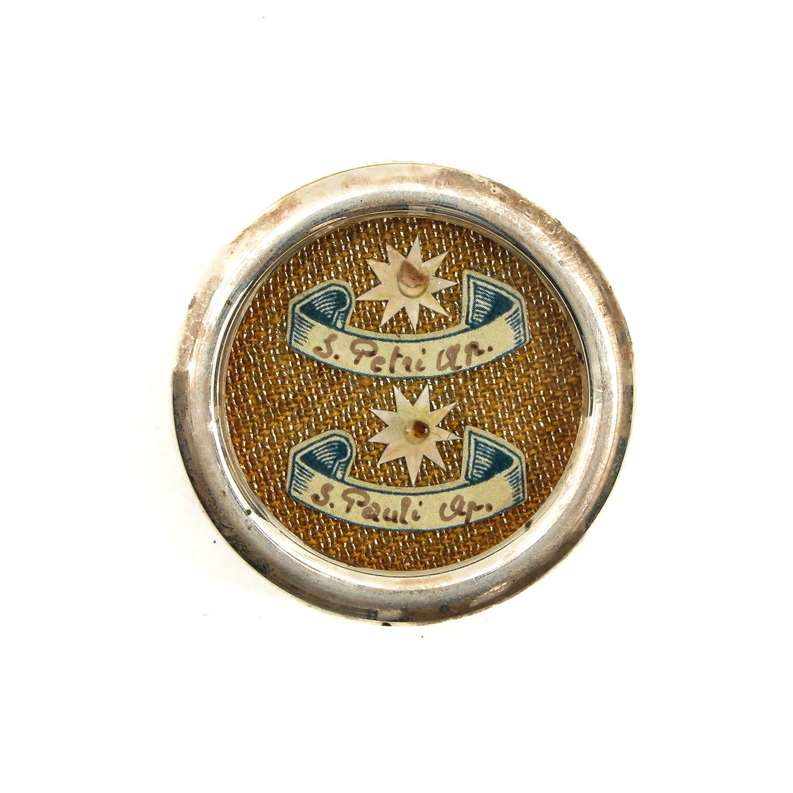 A Relic Theca: in which relic of Saint Petri Ap. and the Saint Pauli Ap., diameter 4 cm., with certificate