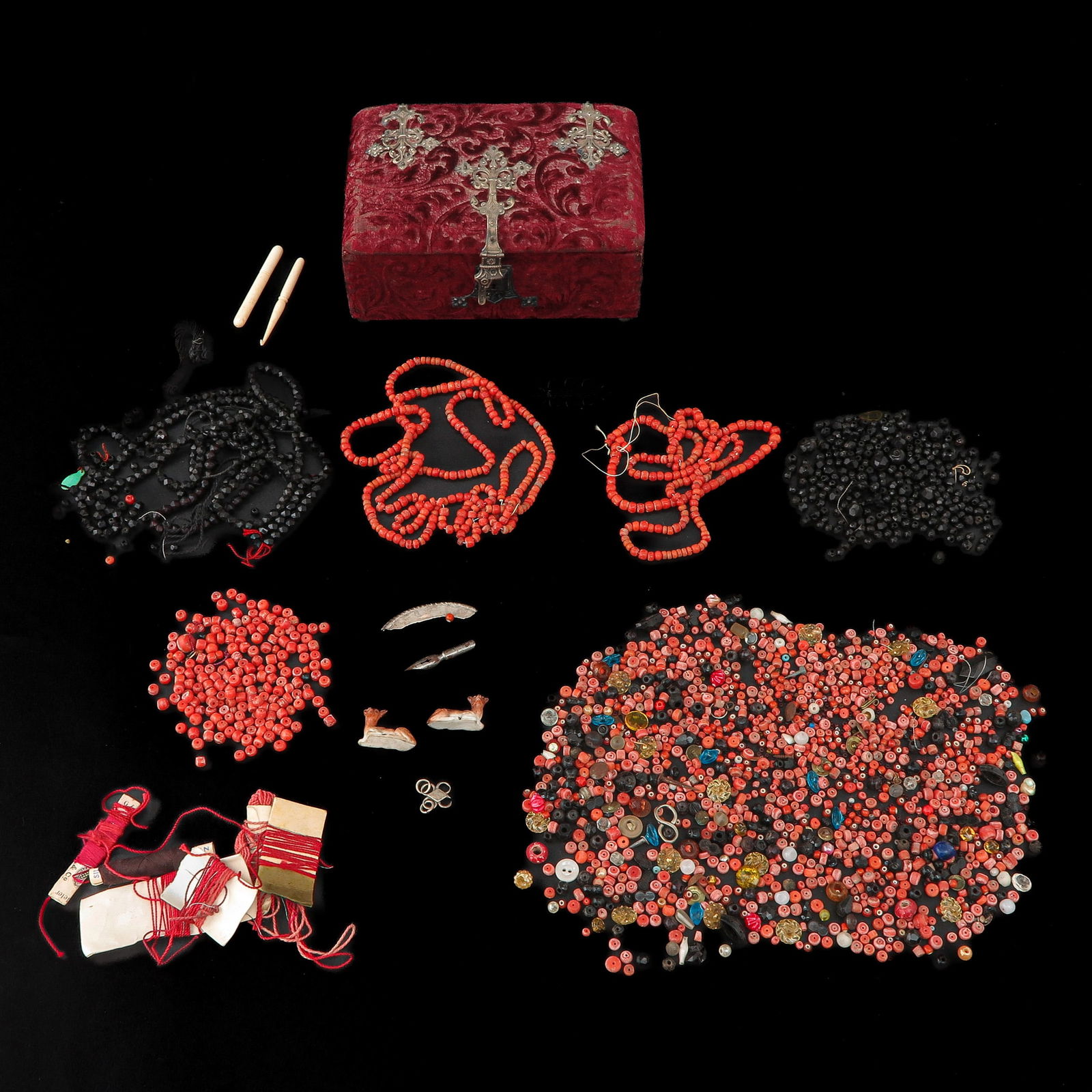 A Group of Beads: incl. 19th century red coral