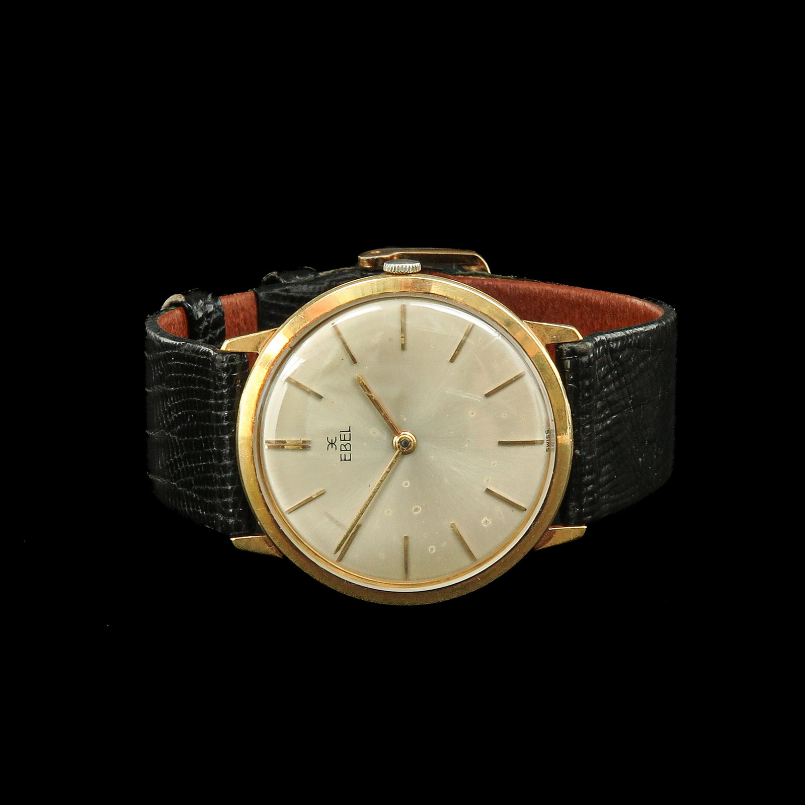 An 18KG Watch: brand Ebel, hand-wound, case diameter 33 mm., on leather strap