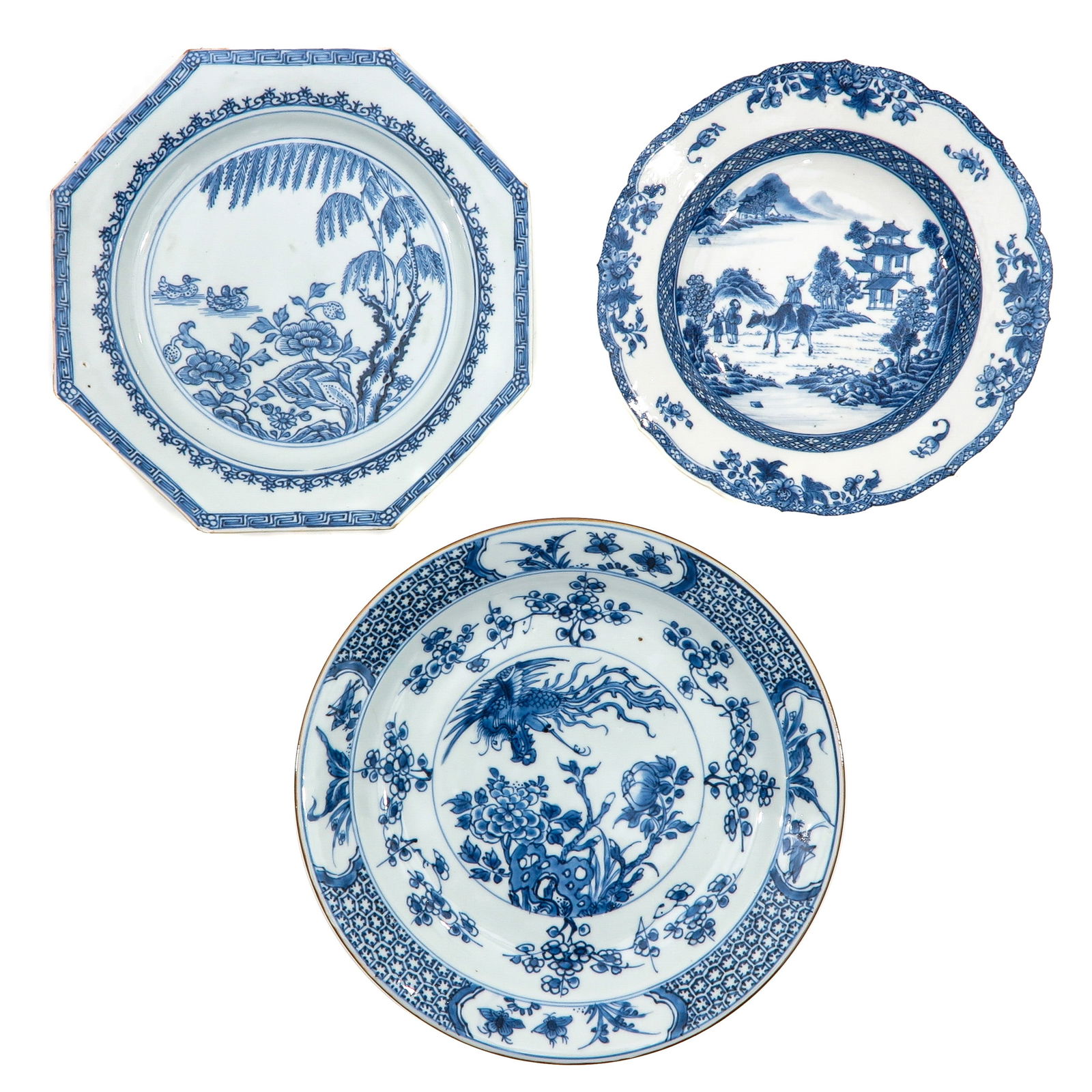 A Collection of Three Blue and White Plates (1 of 10)