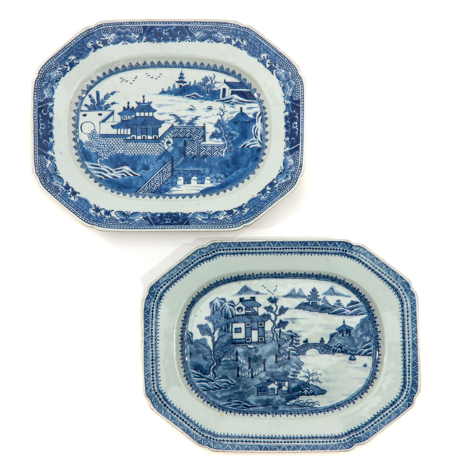 A Pair of Blue and White Serving Trays (1 of 8)