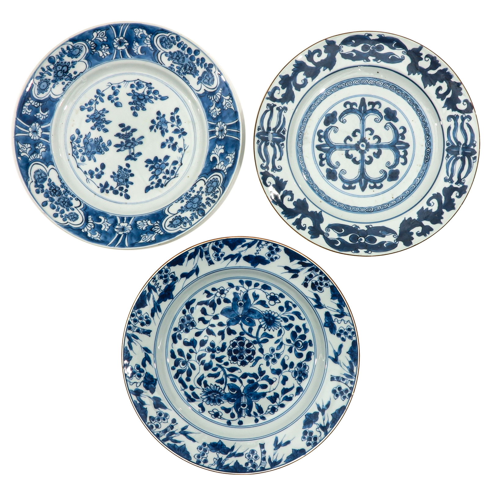 A Group of Three Blue and White Plates (1 of 10)