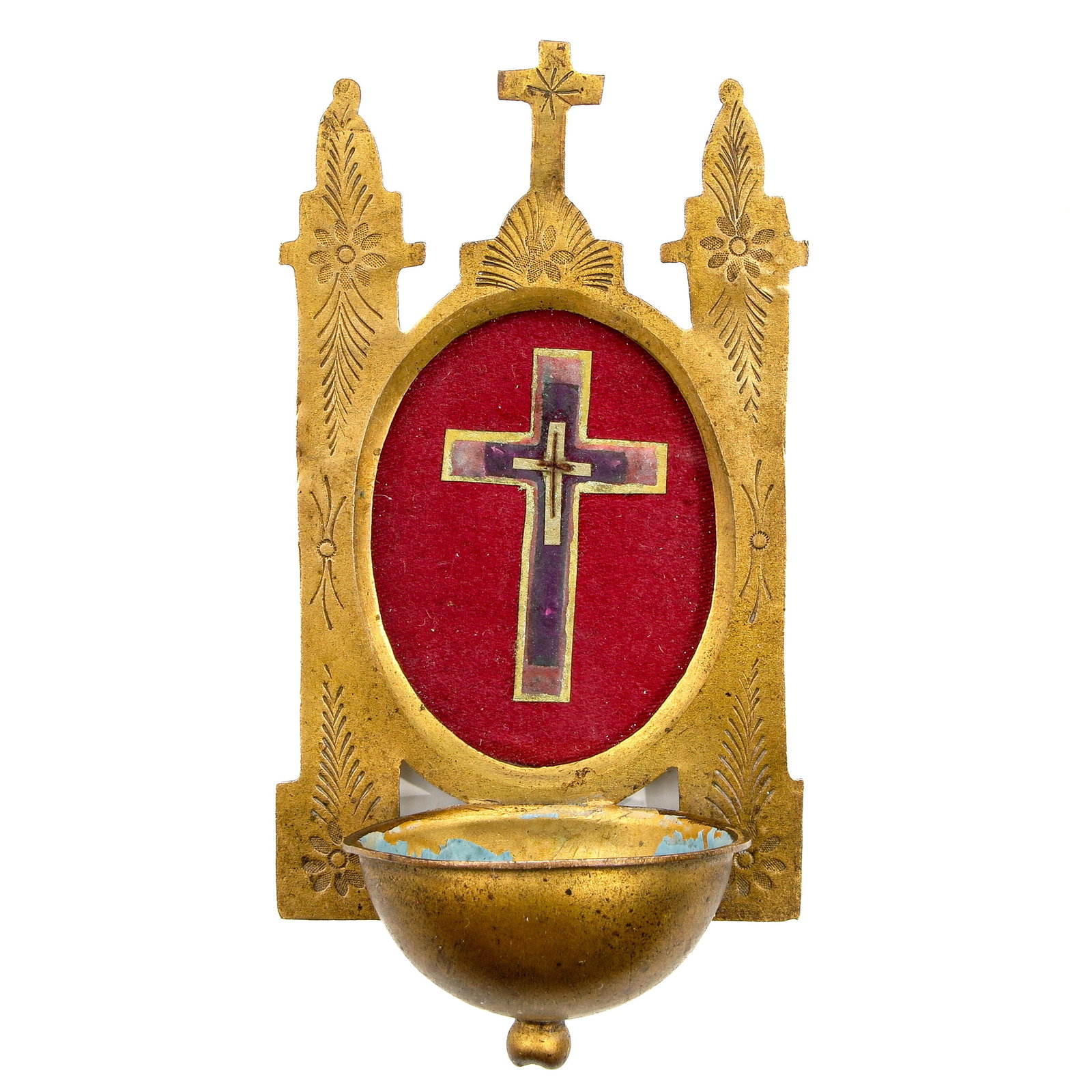 A Holy Water Font: in which sealed theca of the Holy Cross, length 10 cm., you buy the theca, the relics are a gift