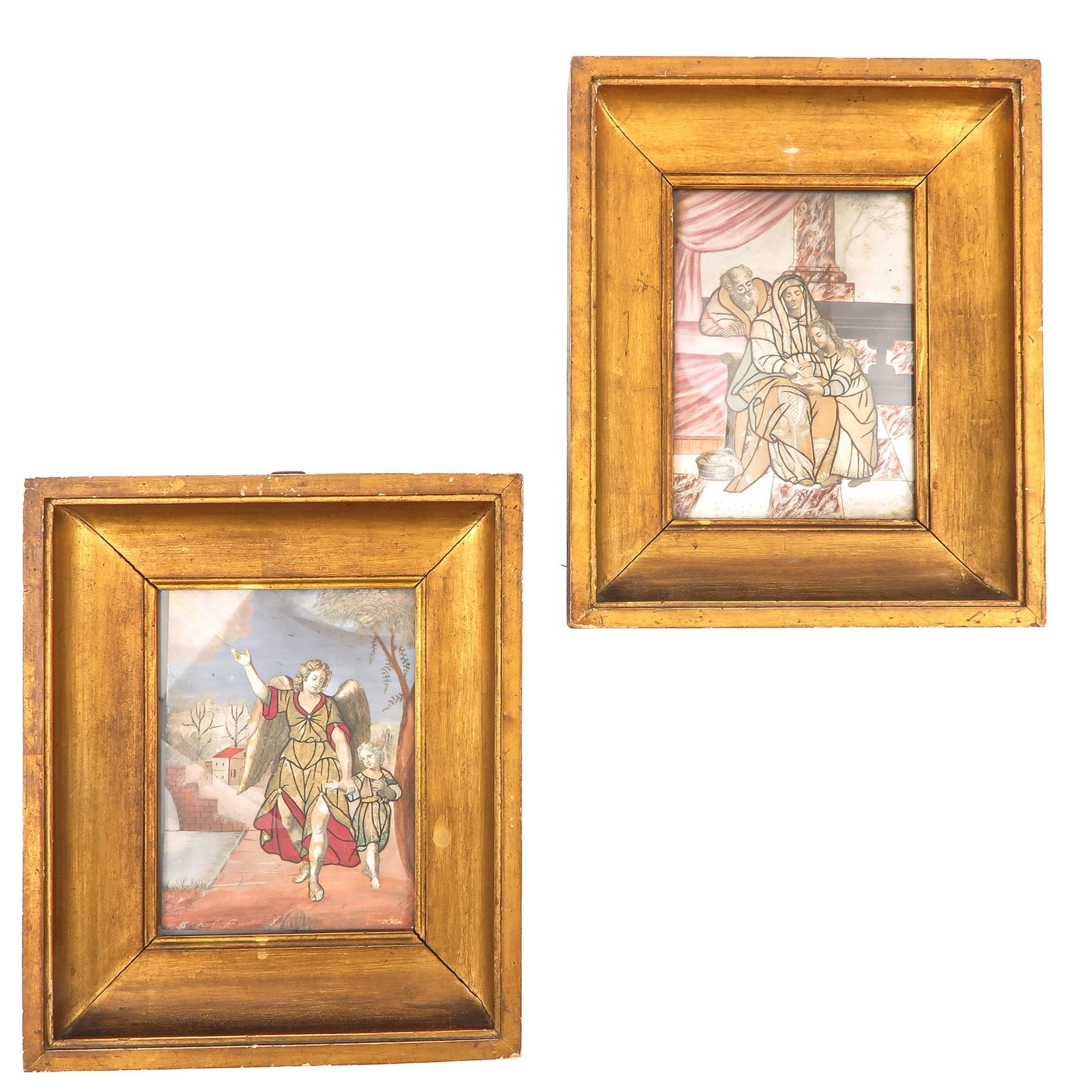 A Lot of Two Reverse Paintings on Glass (1 of 9)